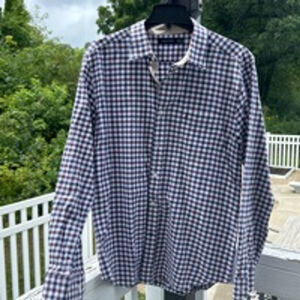 Nautica Plaid Button Down Shirt XL White Burgundy